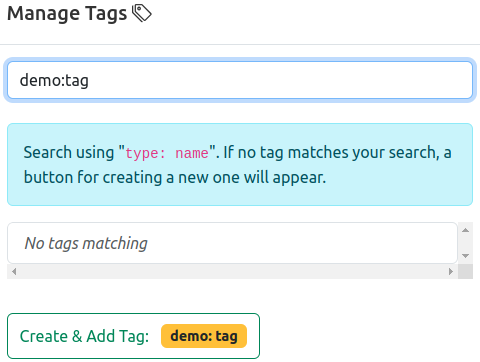 Create Tag Window